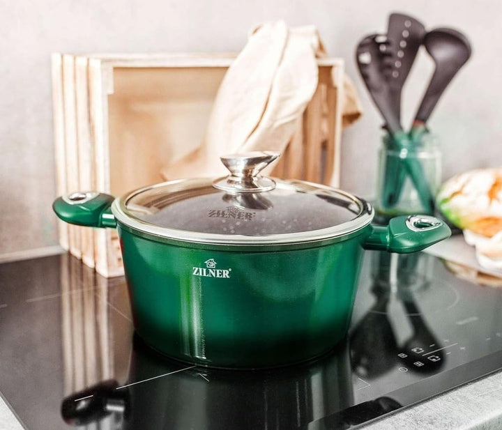 Töpfe und Pfannen Set - Topfset 21-teilig - Marmorbeschichtung - mit Glasdeckeln - für alle Herdarte