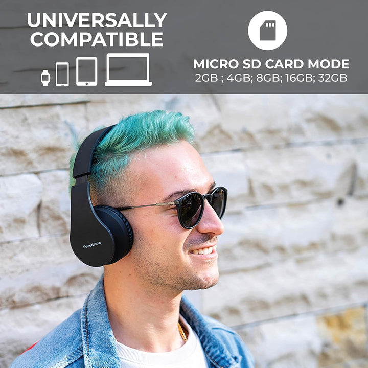 PowerLocus Bluetooth Kopfhörer Over Ear, Kabellose Kopfhörer, HiFi Stereo, Faltbare Kopfhörer mit Mi