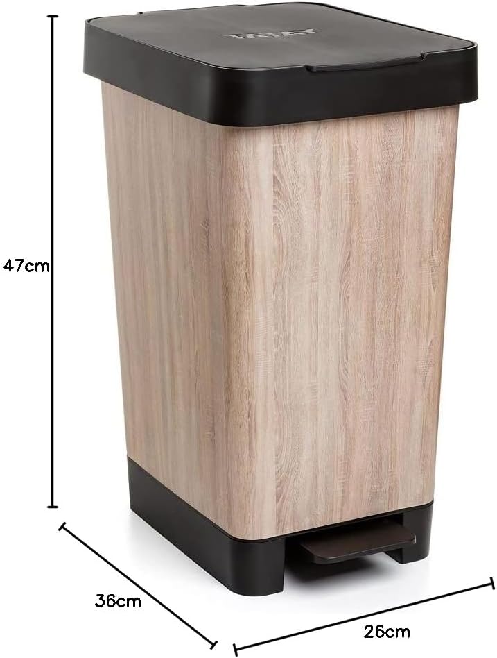 TATAY Mülleimer Küche Smart, 25L Fassungsvermögen, Einziehbares Pedal, Polypropylen, BPA-frei, 30L M