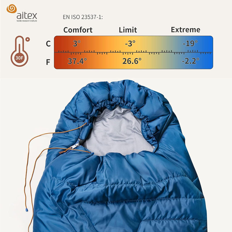 Unigear Camfy Bed 30°F Camping Schlafsack für Erwachsene & Kinder, Deckenschlafsack für 3-4 Jahresze