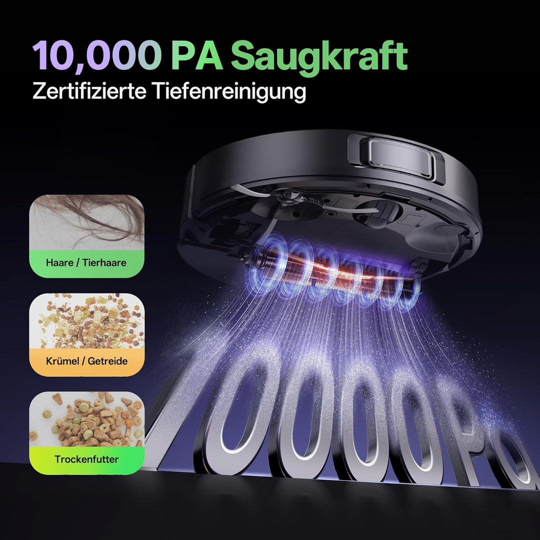 Vexilar W15 Saugroboter mit Wischfunktion, Beutelloser Multi-Zyklon-Absaugstation Staubsauger Robote