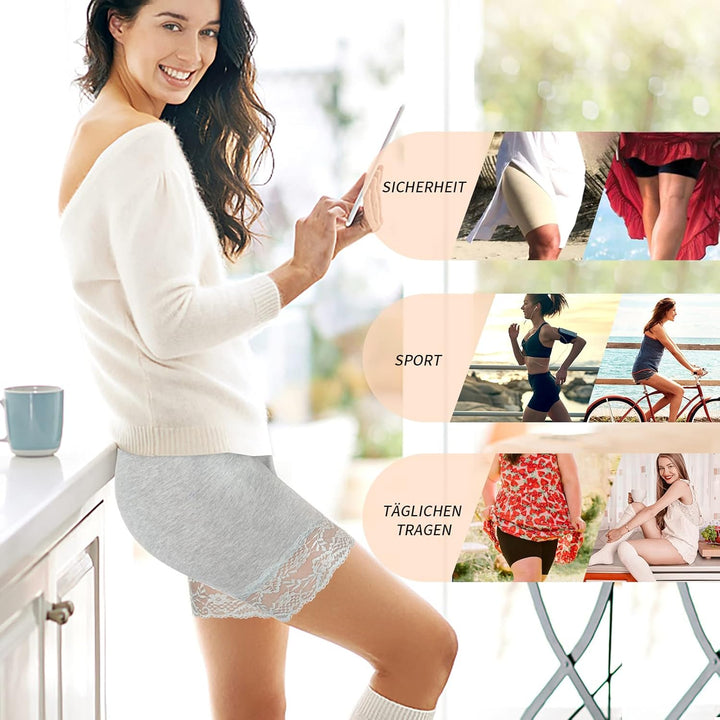 YARRCO Damen Unterhose Spitze Unter Rock Kurze Hose Unter Kleid Radlerhose Slipshorts Hohe Taille Sh
