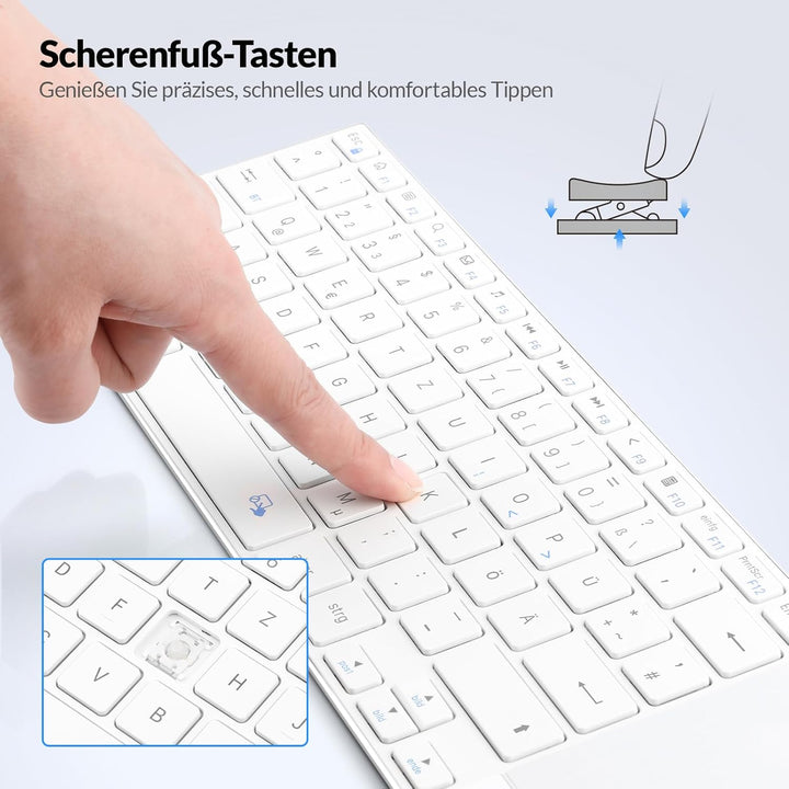 Rii Kabellose Tastatur mit Touchpad, Zwei Verbindungsmodi, Wireless Keyboard, Tastatur Kabellos Klei