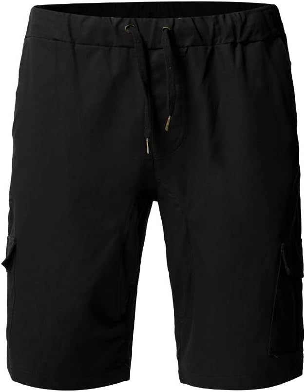 Herren Shorts Sommer Chino Jeans Kurze Hosen Stretch Jogger Cargo Shorts Slim-Fit M 175schwarz, M 17