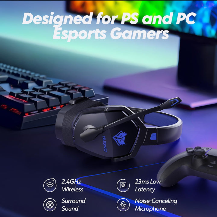 NUBWO G06 Wireless Gaming Headset für PS5, PS4, PC, Rauschunterdrückung über Ohr-Gaming-Kopfhörer mi