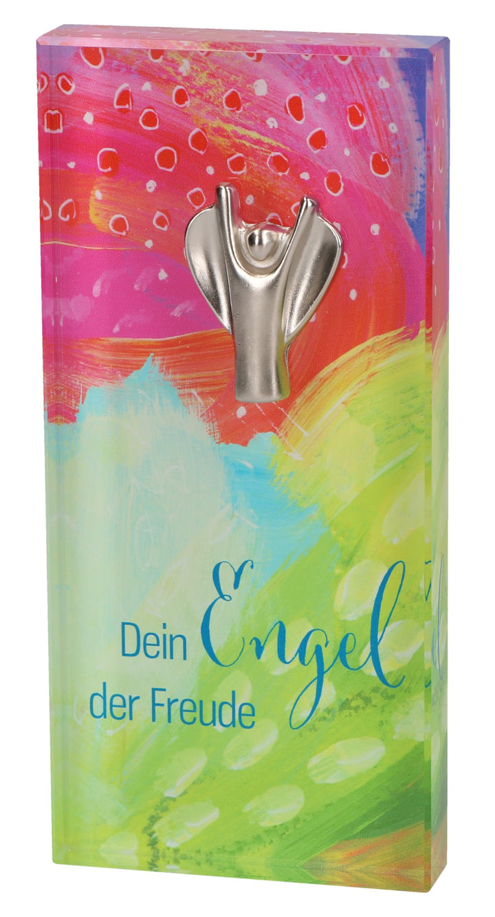 BUTZON & BERCKER Glasquader zum Aufhängen – Dein Engel der Freude. Bunte Glasskulptur mit Engel aus