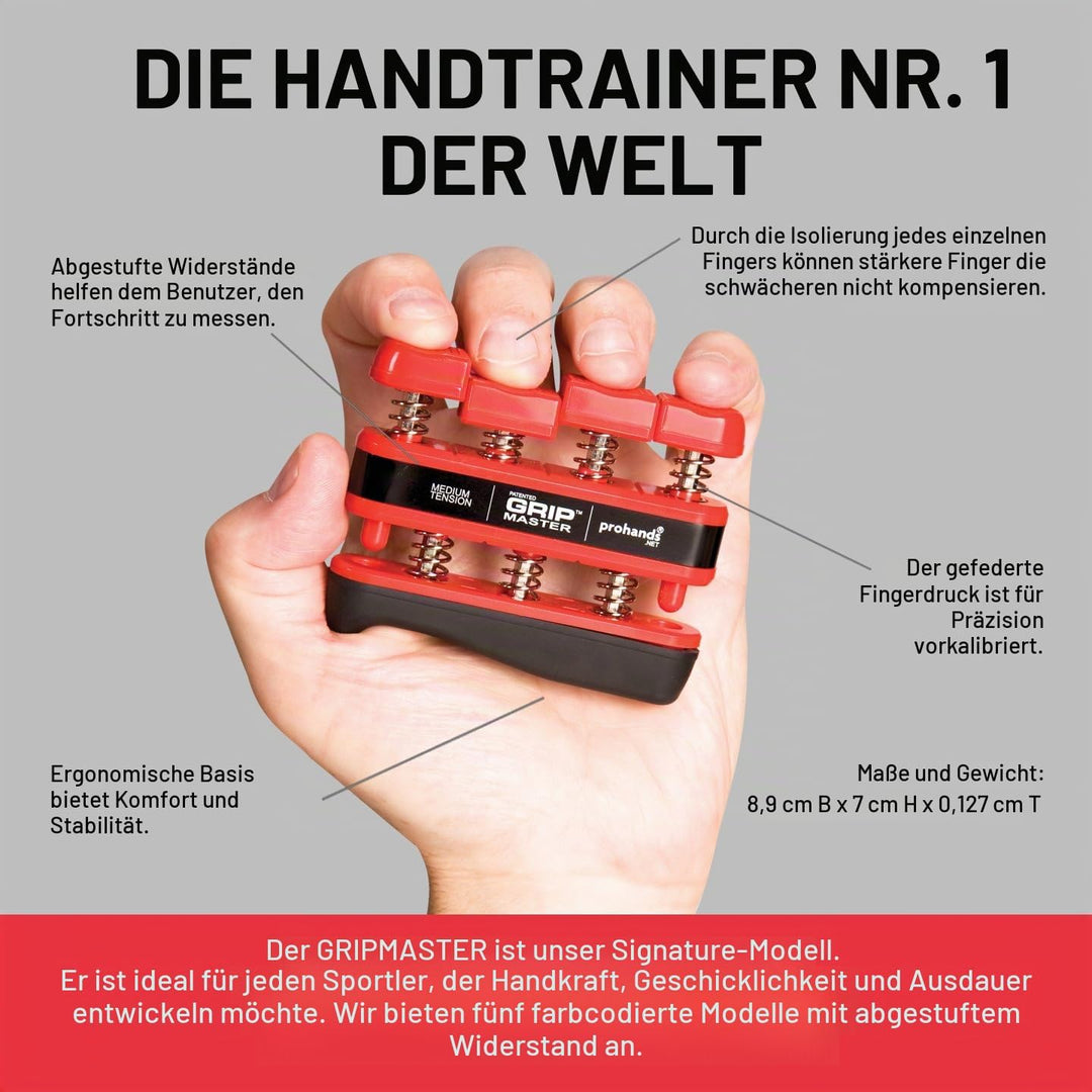 Grip Master prohands Finger &amp; Armtrainer 230x140 Red