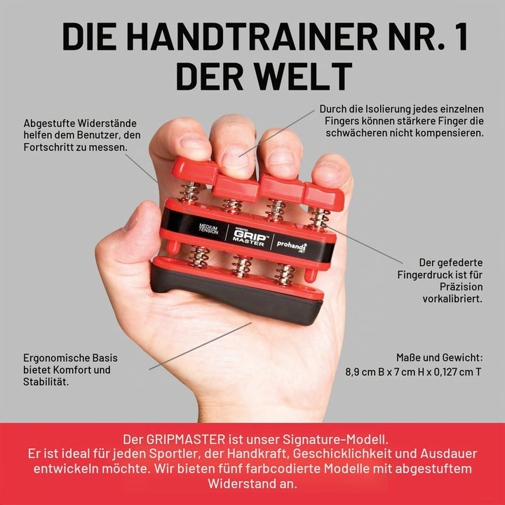 Grip Master prohands Finger &amp; Armtrainer 230x140 Red