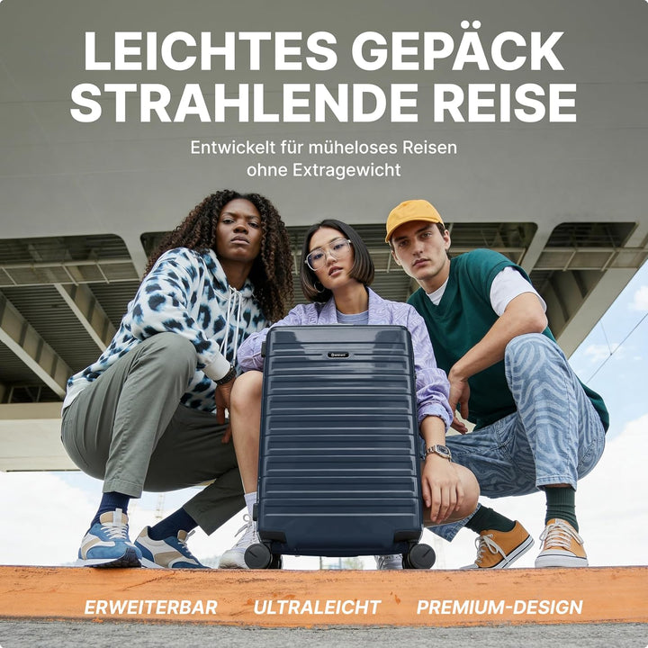 Eminent Voyager Koffer Gross 77x51x30 cm, Erweiterbar, Hartschalenkoffer, 4 Rollen, Leicht, TSA Schl