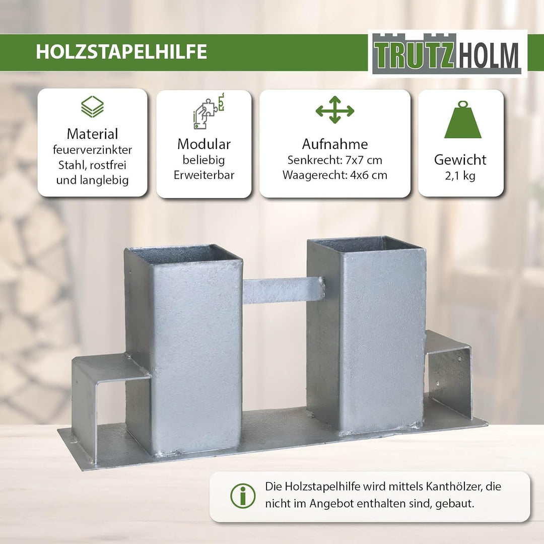 2x Holzstapelhilfe Feuerverzinkt Stapelhilfe Holzstapelhalter Brennholz Kaminholz Gestell