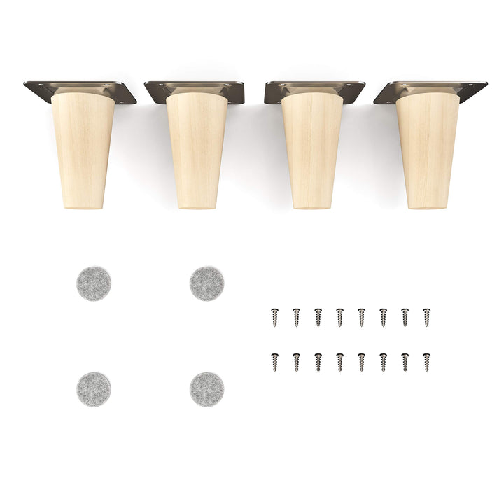 Sossai Möbelfüsse aus Naturholz Buche unbehandelt, Clif Round HMF1, 8 cm hoch, rund, gerade Ausführu