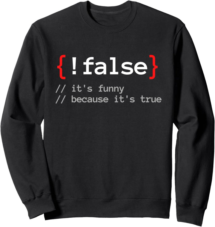 !False, It's Funny Because It's True Programmierer Nerd Sweatshirt