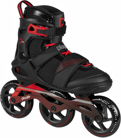 Playlife Inline Skates GT Black 110, Schwarz, Unisex für Herren und Damen, 110mm/80A Rollen, ABEC 7