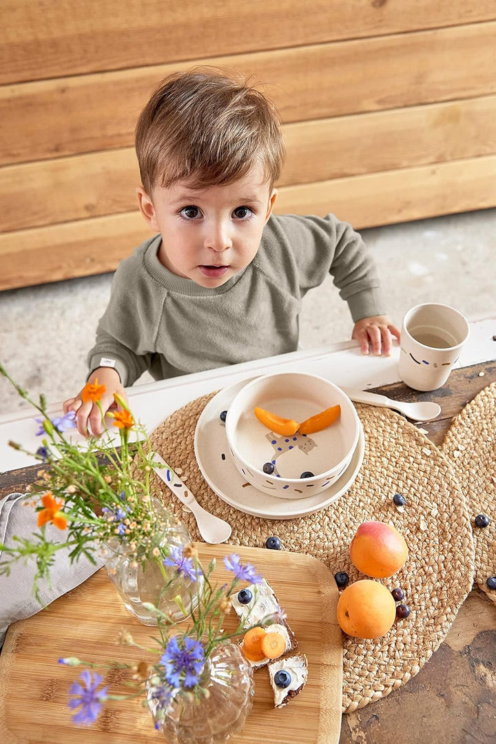 LÄSSIG Kindergeschirr Set (Teller, Becher, Schälchen, Löffel) ohne , BPA-frei, für Spülmaschine und