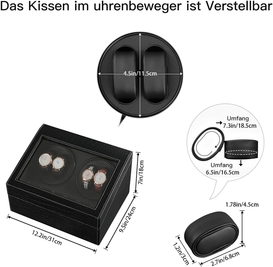 LINGFANSTORE Automatische Uhrenbeweger Box,luxuriöser Uhrenbeweger,Uhrengehäuse mit leisem Mabuchi M