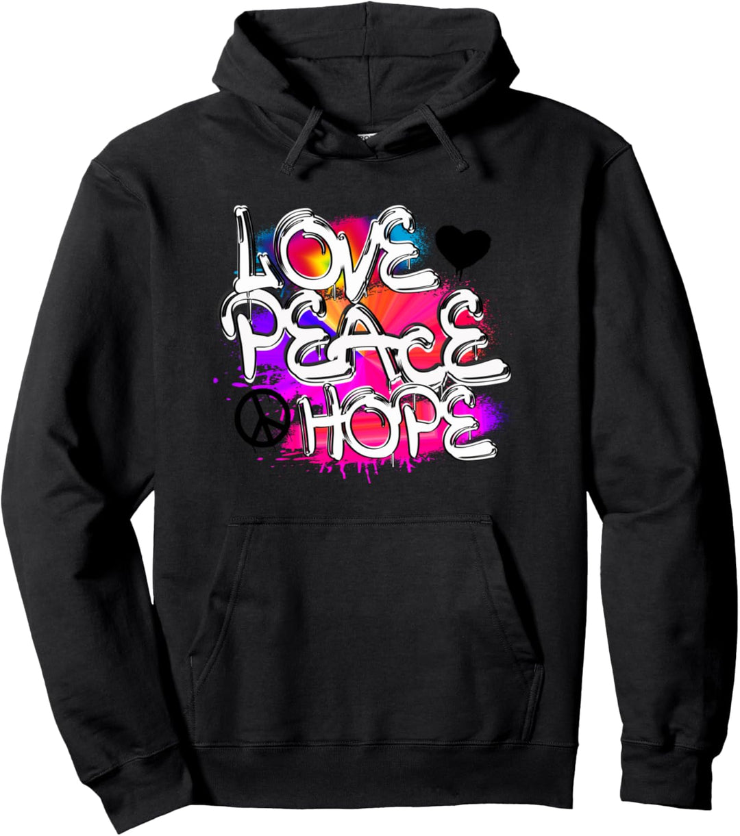 Love Peace Hope Graffiti Design Pullover Hoodie