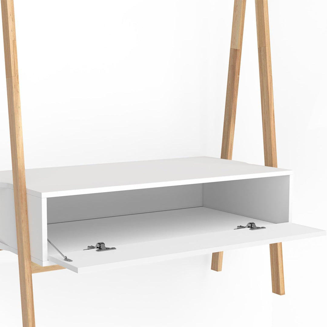 IDMarket - Kindertrage Tipi Leon 130 cm mit 1 Tür weiss und Holz