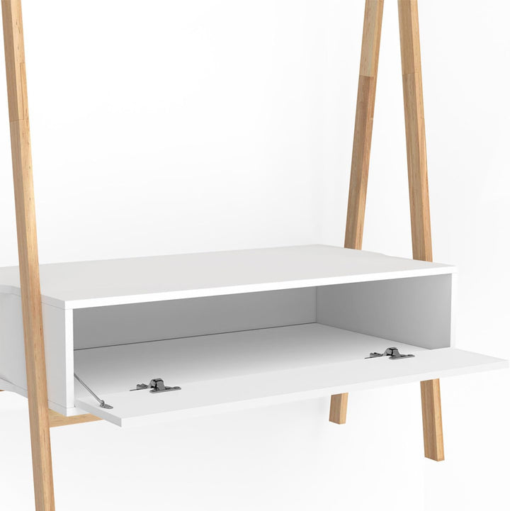 IDMarket - Kindertrage Tipi Leon 130 cm mit 1 Tür weiss und Holz