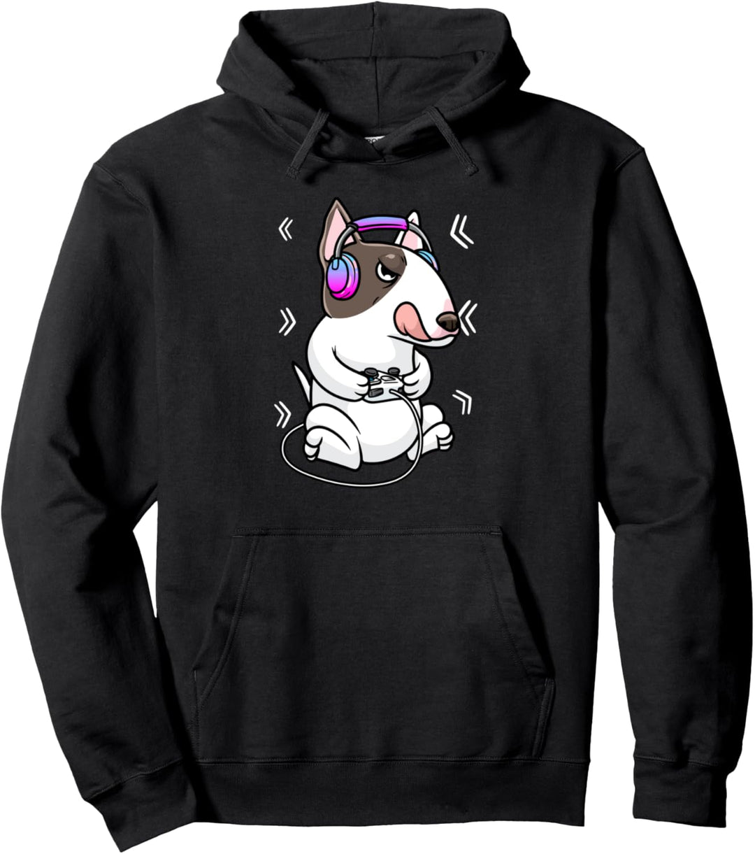 Miniatur Bullterrier Hund Gamer Gaming Videospiele Pullover Hoodie