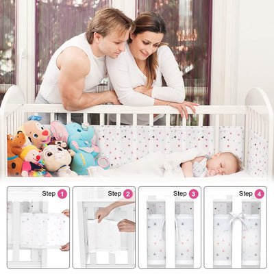 Vicloon Bettumrandung Nestchen, Nestchen für Kinderbetten Kantenschutz Baby Babybett, Atmungsaktive