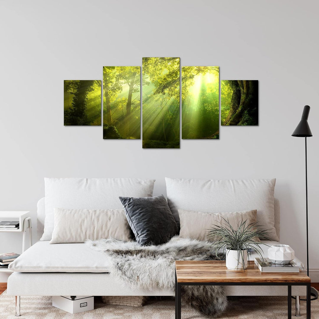 Runa Art Wandbilder Wald Landschaft 5 Teilig Bild auf Vlies Leinwand Deko Schlafzimmer Wohnzimmer So