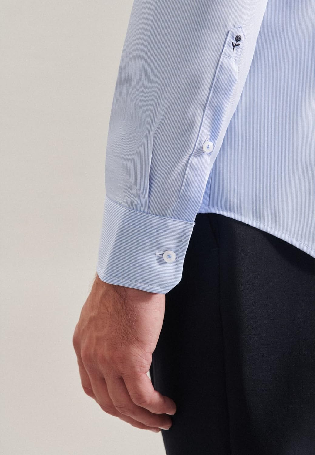 Seidensticker Herren Men Slim Patch Longsleeve Cotton Hemd 36 Hellblau(653700), 36 Hellblau(653700)