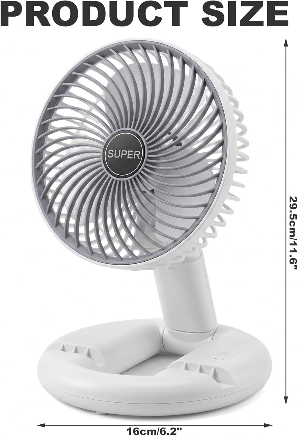 USB Tischventilator, Tragbar Leise Tischventilator mit 3 Geschwindigkeiten, Faltbar Akku Ventilator,