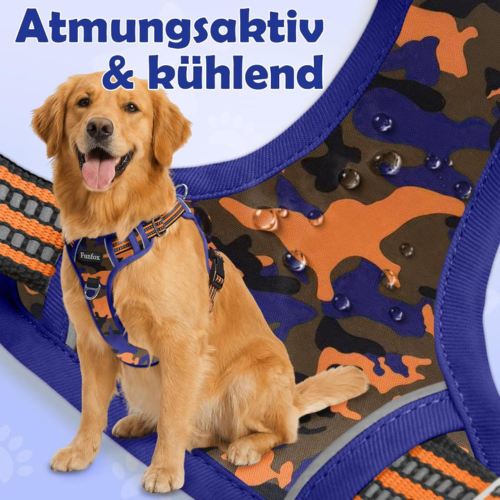 Funfox Hundegeschirr Mittelgrosse Hunde, Anti Zug Brustgeschirr Verstellbares Geschirr Hund mit Grif