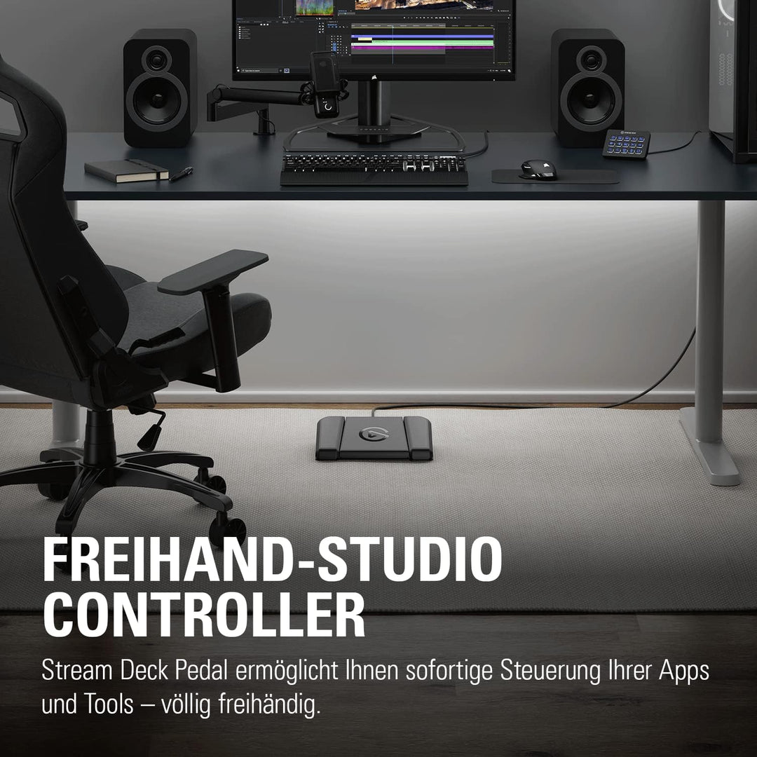 Elgato Stream Deck Pedal – Freihand-Studio-Controller, 3 Makro-Fusspedale, Auslösen von Aktionen in