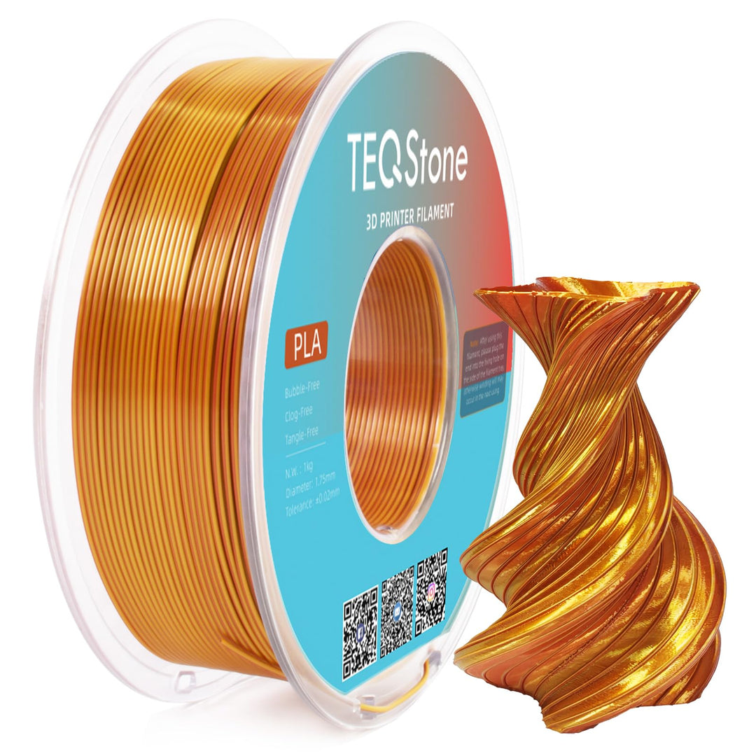 2-Farb Silk PLA Filament 1.75mm 1KG Gold Kupfer, Hochglänzende Oberfläche, Nahtlose Farbübergänge, S