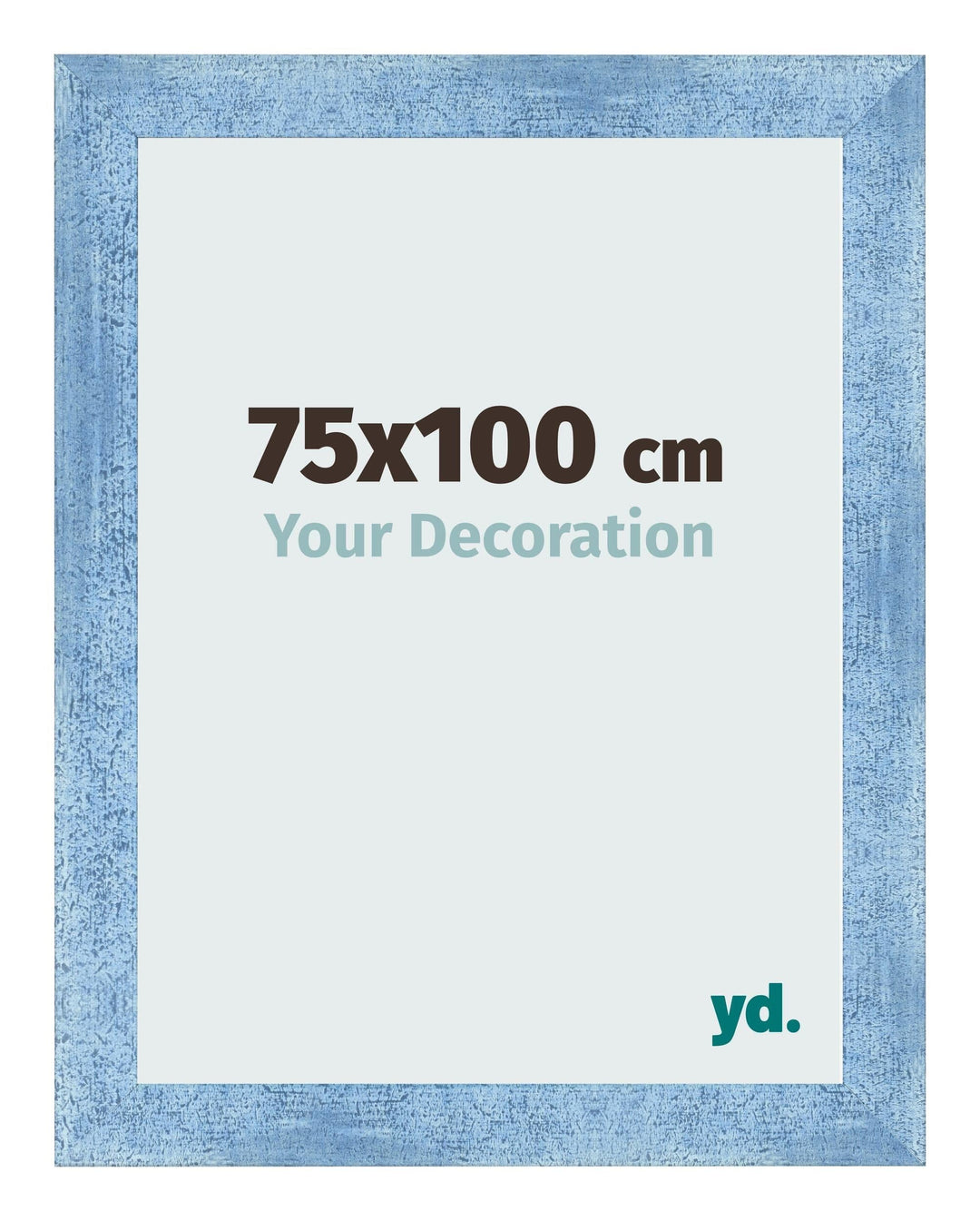 yd. Your Decoration - Bilderrahmen 75x100 cm - Hellblau Gewischt - Bilderrahmen aus MDF mit Acrylgla