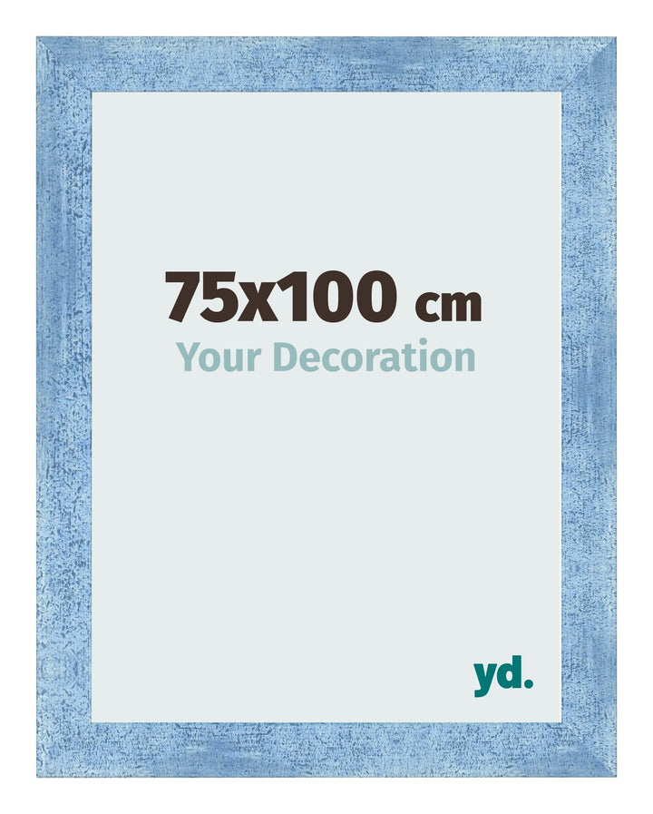 yd. Your Decoration - Bilderrahmen 75x100 cm - Hellblau Gewischt - Bilderrahmen aus MDF mit Acrylgla