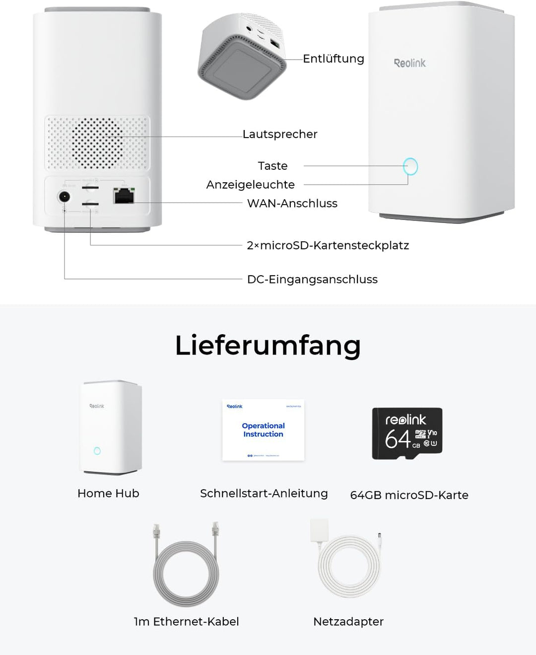Reolink Home Hub für Überwachungskamera, 4K-Live-Ansicht & -Wiedergabe, Erweiterbarer Lokaler Speich