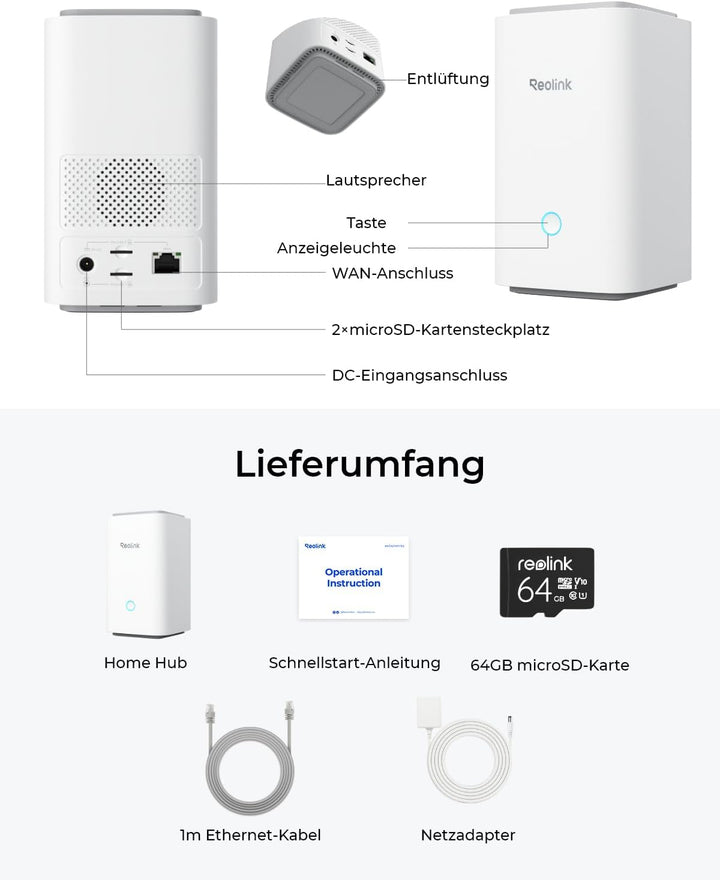 Reolink Home Hub für Überwachungskamera, 4K-Live-Ansicht & -Wiedergabe, Erweiterbarer Lokaler Speich
