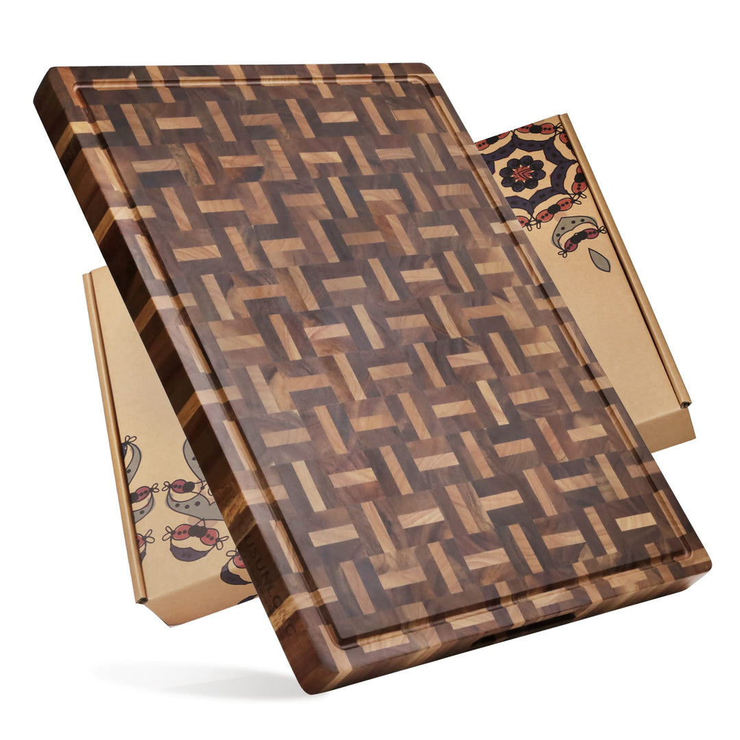 YOUSUNLONG Schneidebrett XXL Gross Akazienholz gemischt mit Eiche - 61x46x3.8 cm - Reversible Metzge