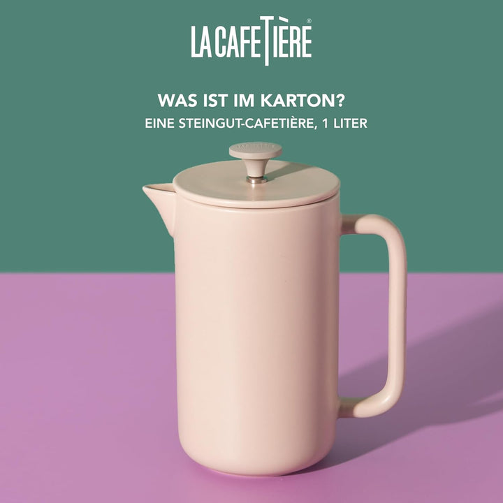 La Cafetière Arezzo Kaffeebereiter aus Steingut, cremefarben/latte, 1 l, in Geschenkbox