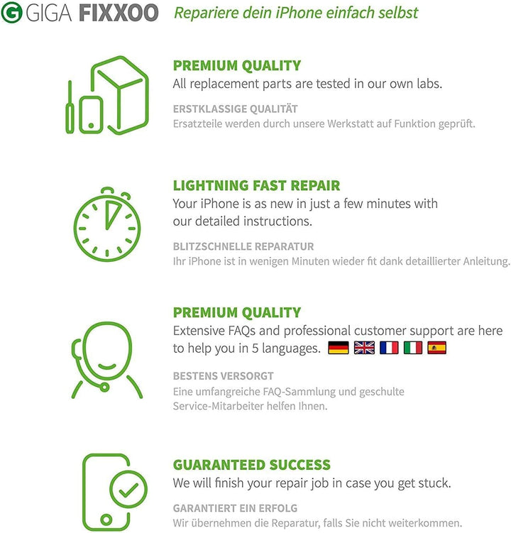GIGA Fixxoo® iPhone 7 Display Original [inkl. Werkzeug-Kit] - Retina LCD Glas mit Touchscreen - Orig