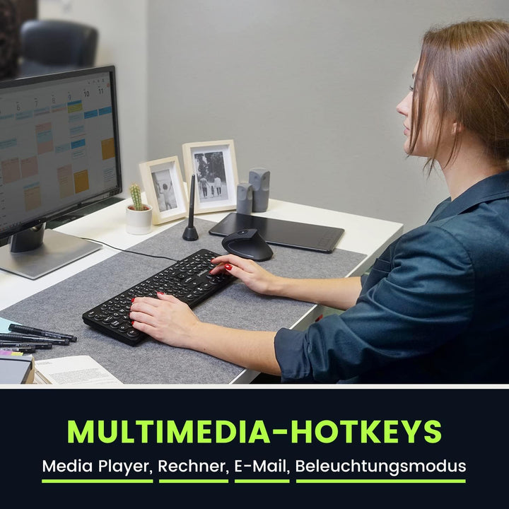 Perixx PERIBOARD-317R Kabelgebundene USB-Tastatur mit Hintergrundbeleuchtung – Grossbuchstaben – dre