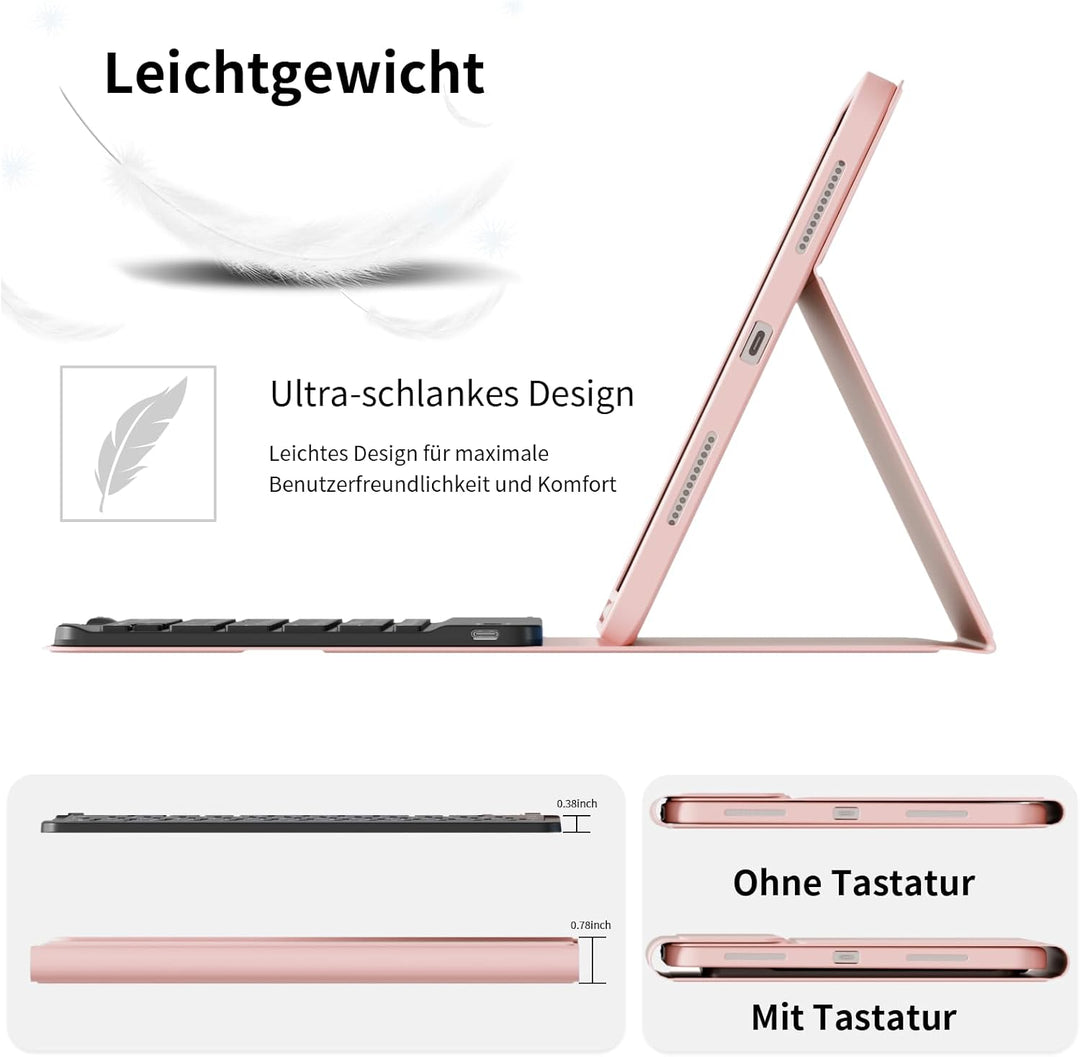 KVTVOU Tastatur Hülle für iPad Air 11 Zoll 2026/2025/2024, iPad Air 5./4. Generation 10,9 Zoll 2022/
