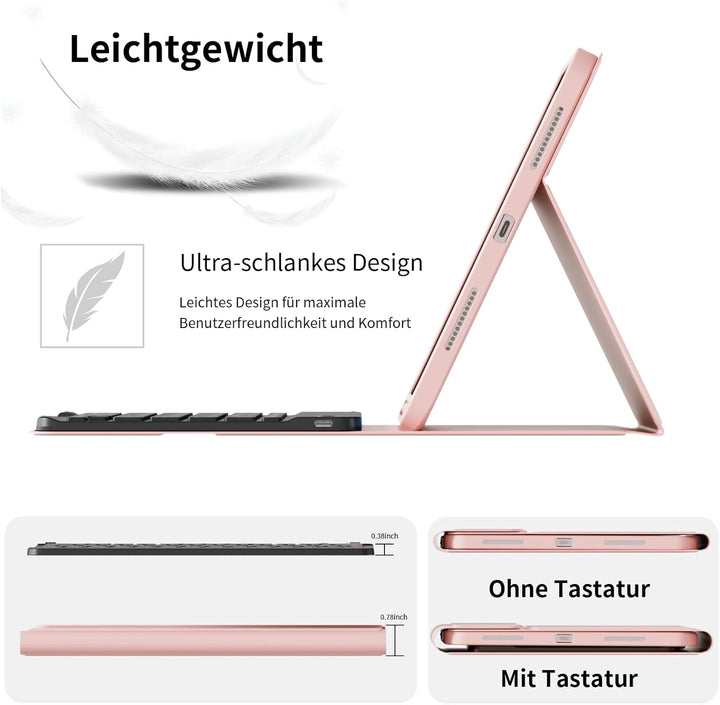 KVTVOU Tastatur Hülle für iPad Air 11 Zoll 2026/2025/2024, iPad Air 5./4. Generation 10,9 Zoll 2022/