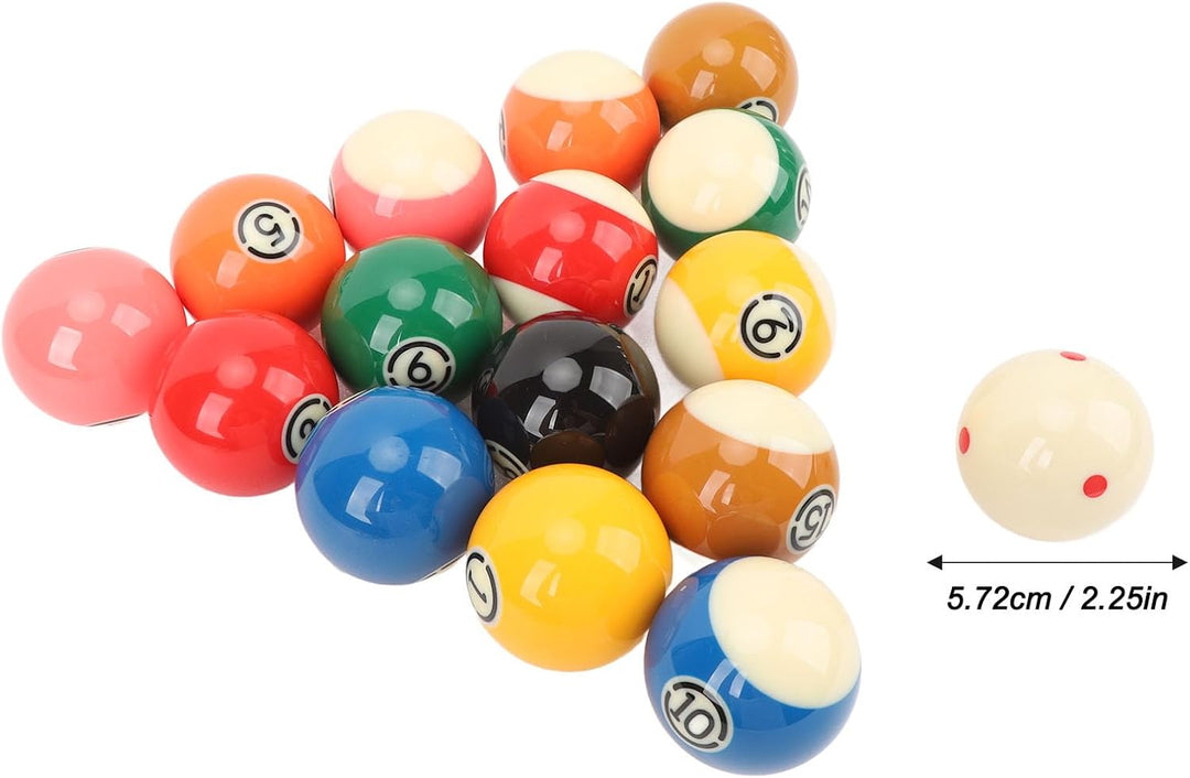 Billardkugeln Set, 16 Stück 5,72 cm/2,25 Zoll Billard Kugeln Set Harz Billardtisch Bälle Komplettset