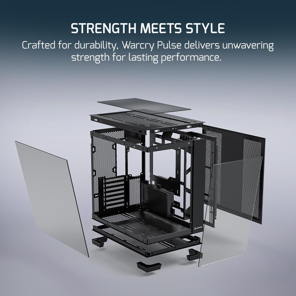 GAMEPOWER Warcry Pulse Gaming PC Gehäuse, ATX Mid Tower, Desktop Computer Case mit Tempered Glass, A