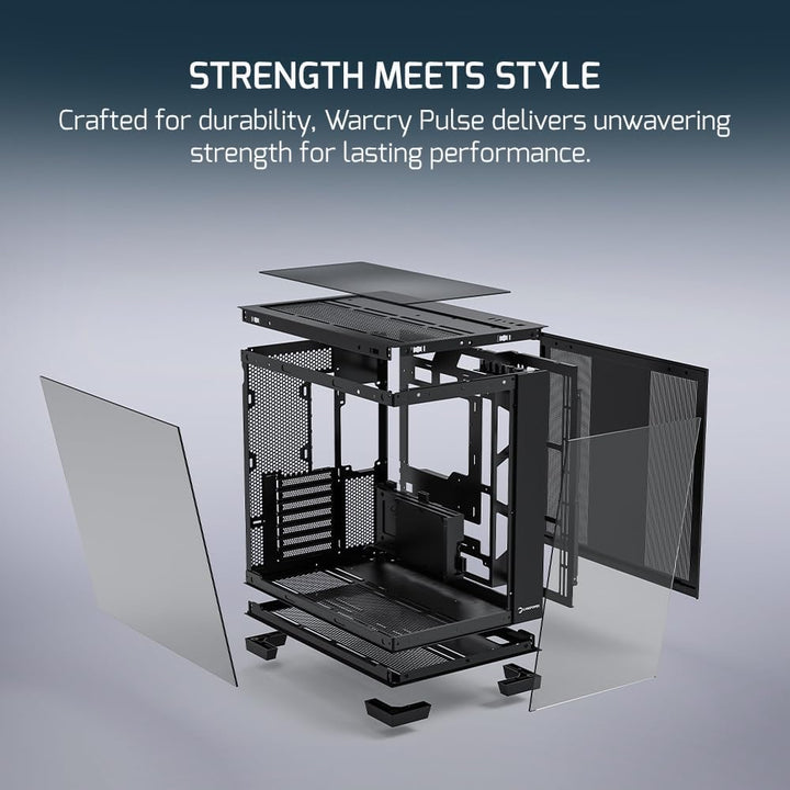 GAMEPOWER Warcry Pulse Gaming PC Gehäuse, ATX Mid Tower, Desktop Computer Case mit Tempered Glass, A