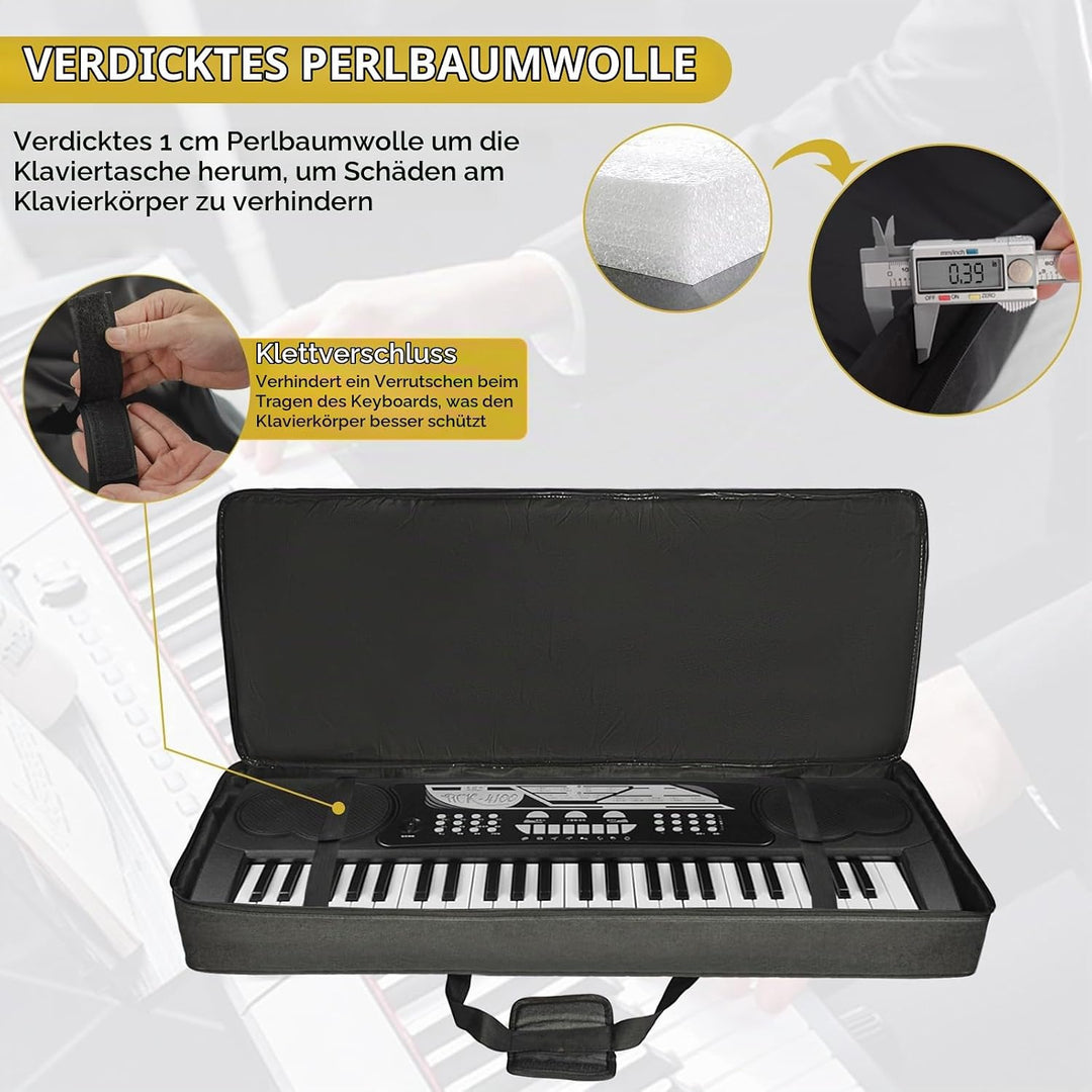 AKOZLIN 61-Tasten-Keyboardtasche, tragbar, robust, gepolstert, Gigbag, universell, wasserdicht, Oxfo