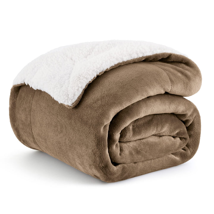 BEDSURE Decke Sofa Kuscheldecke Kamel - warm Sherpa Sofaüberwurf Decke, Dicke Sofadecke Couchdecke,