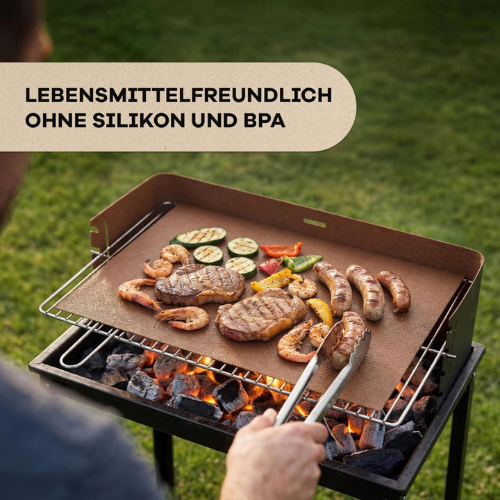 Netrox - Grillmatte für Grillrost und Backofen (4er Set) wiederverwendbare Grill Matte - hitzebestän