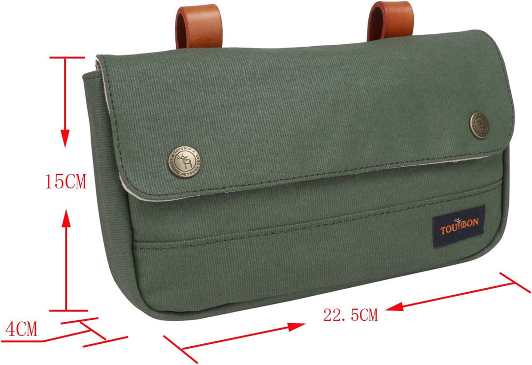 TOURBON Leinwand und Leder Strap Fahrrad Satteltasche Sitz Pack Tasche Grün, Grün