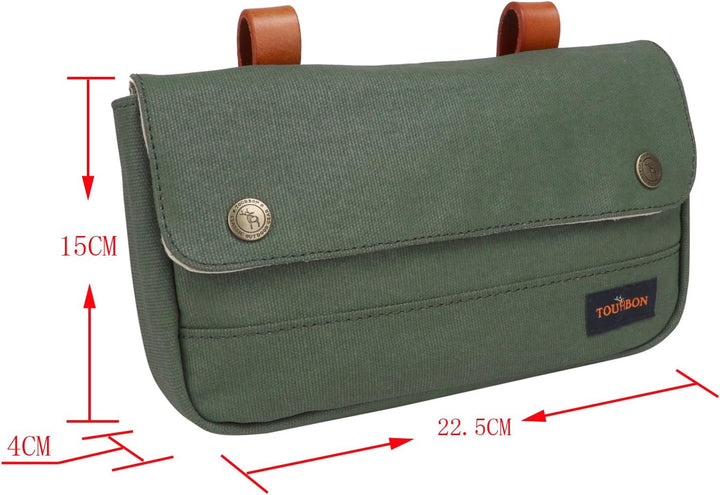 TOURBON Leinwand und Leder Strap Fahrrad Satteltasche Sitz Pack Tasche Grün, Grün