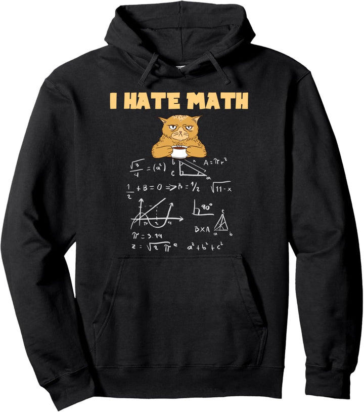 Ich Hasse Mathe Mathematik Formeln Zahlen Katzen Gesicht Pullover Hoodie