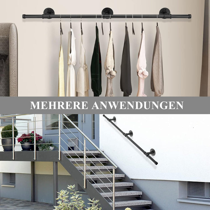 Treppengeländer Schwarz, TANiCE 120cm Treppengeländer Edelstahl Industrielle Geländer Treppe Innen A